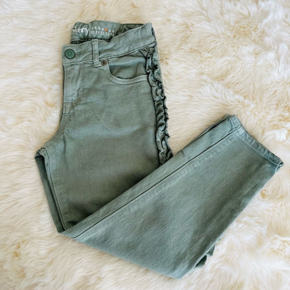 NWOT - Gymboree - Girls Super Skinny Ruched Capri Denim - Green Size 7